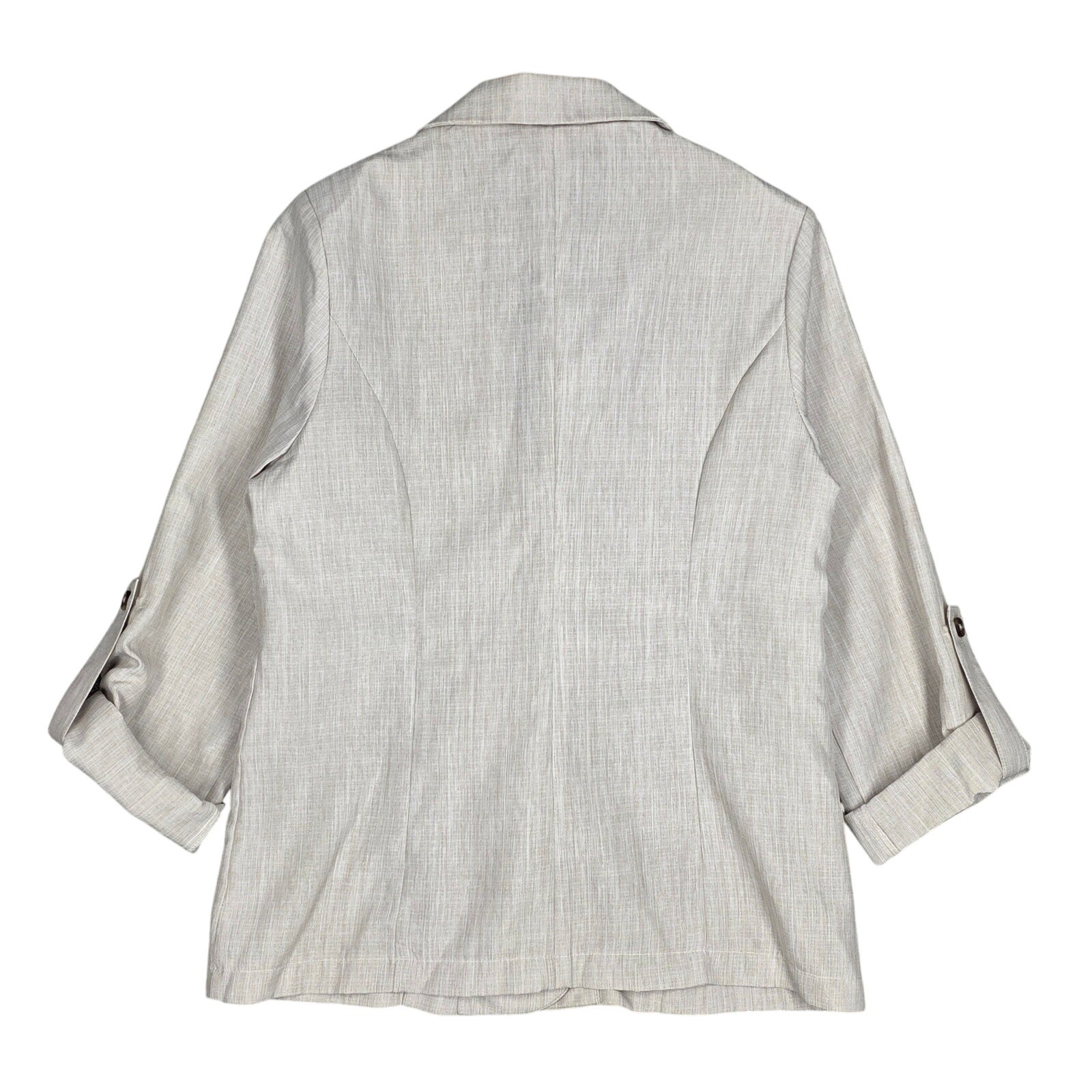 Milk & Honey Textured Rollsleeve Casual Blazer Cream Women’s Large — image 2 of 8